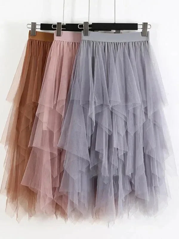 Mesh Multilayered High Waist Fairy Skirt maxi skirt elegant
