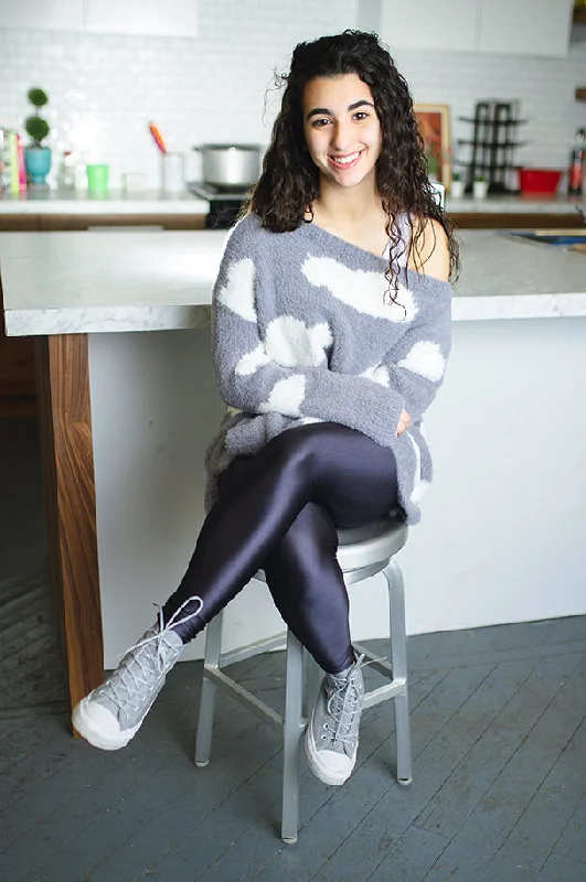 Cloud Intarsia Sweater (Knit) Chenille Brocade Lace