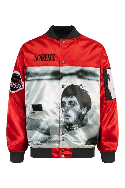 Men's Scarface World is Yours Satin Varsity Jacket Rayon Jacket Velvet Jacket Corduroy Jacket Men's Scarface World is Yours Satin Varsity Jacket Rayon Jacket Velvet Jacket Corduroy Jacket