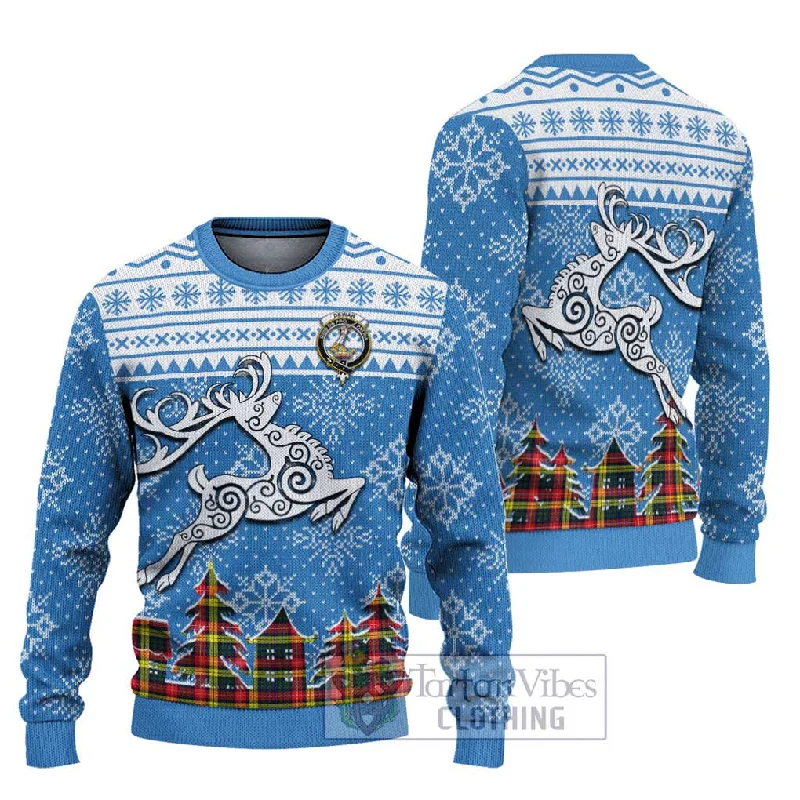 Dewar Clan Christmas Ugly Sweater Celtic Reindeer Style Iron Safe Non-Iron Wrinkle Free