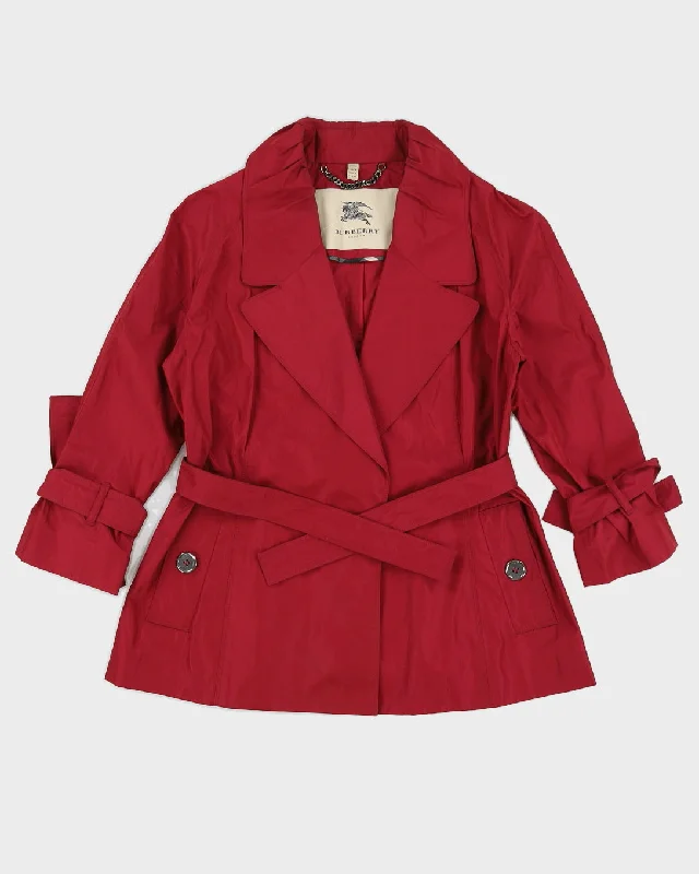 Burberry Maroon Windbreaker Jacket - S Boat Neck Shawl Collar Notched Collar