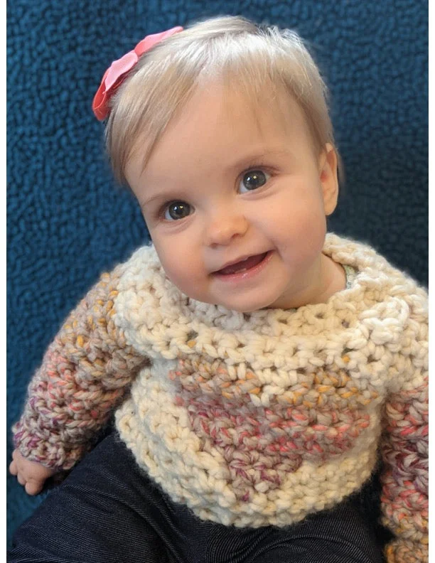 Little Love Sweater (Crochet) Herringbone Houndstooth Plaid