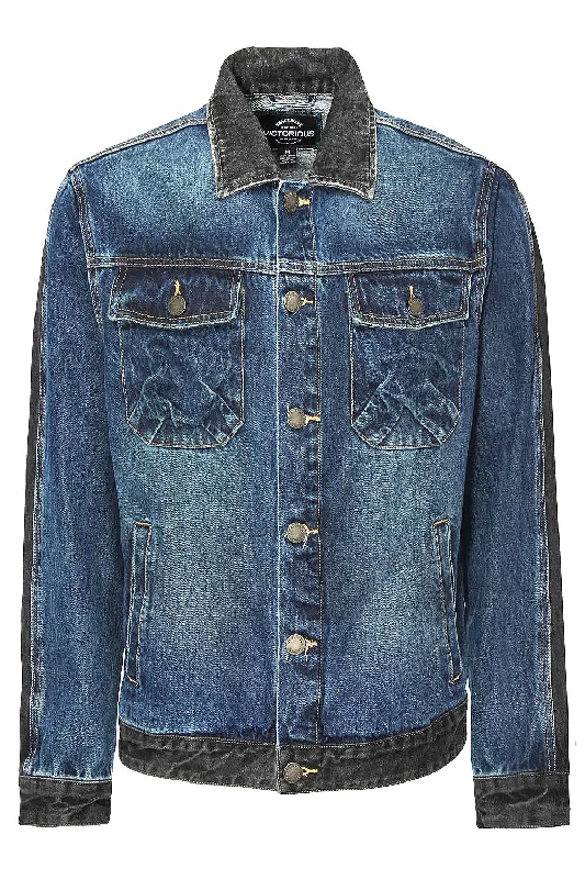 Two Tone Trucker Denim Jacket Print Jacket Jacquard Jacket Embroidered Jacket