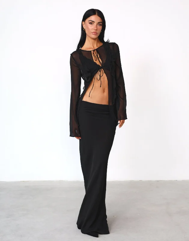 Devon Maxi Skirt (Licorice) - By Lioness cashmere skirt rich