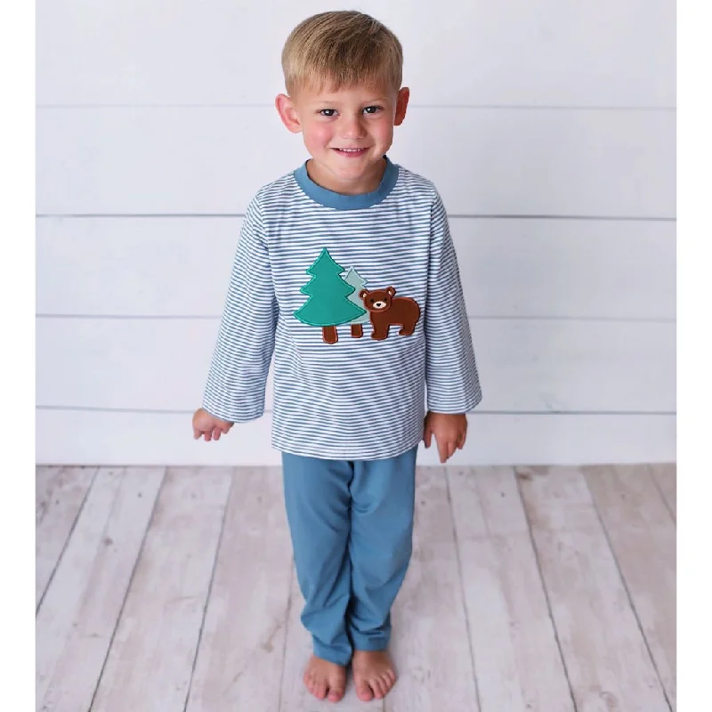 Brown Bear Knit Pant Set Chic Faux Leather Pants