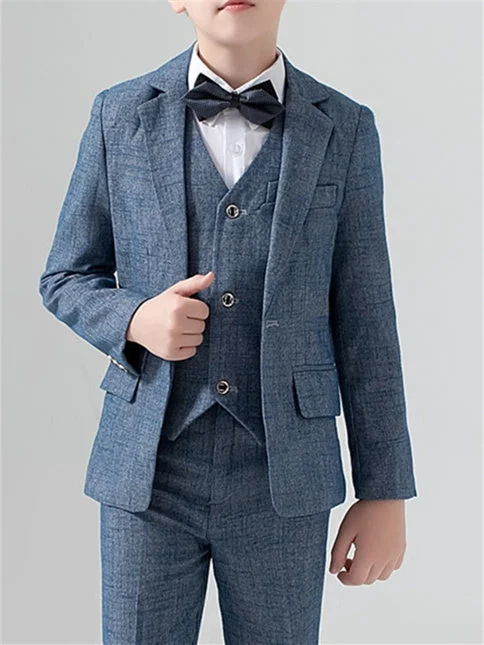 Boys Blazer Pants Set Formal Set Long Sleeve 5 Pieces Outfits 3-13 Years Boy's Wedding Suit Sets Chic Checkered Pants