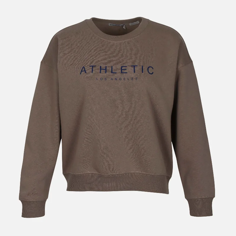 LADIES FLEECE OVERSIZED SWEATERSHIRT Solid Print Embellished
