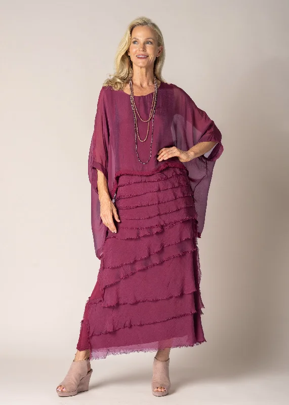 Fifi Silk Skirt in Mulberry Wine chiffon skirt delicate