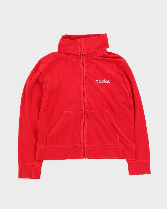 00s Y2K Adidas Red Velour Track Jacket - L Belted Jacket Elasticated Jacket Padded Jacket 00s Y2K Adidas Red Velour Track Jacket - L Belted Jacket Elasticated Jacket Padded Jacket