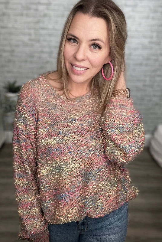 Colorful Textured Sweater by First Love Cashmere Blend Cotton Blend Poly Blend