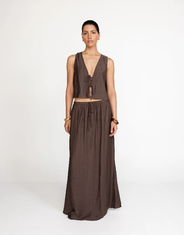Madi Maxi Skirt (Chocolate) linen skirt natural
