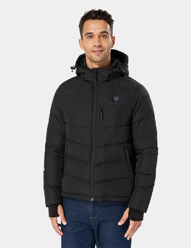 Men's Heated Down Jacket - Black Satin Jacket Silk Jacket Chiffon Jacket