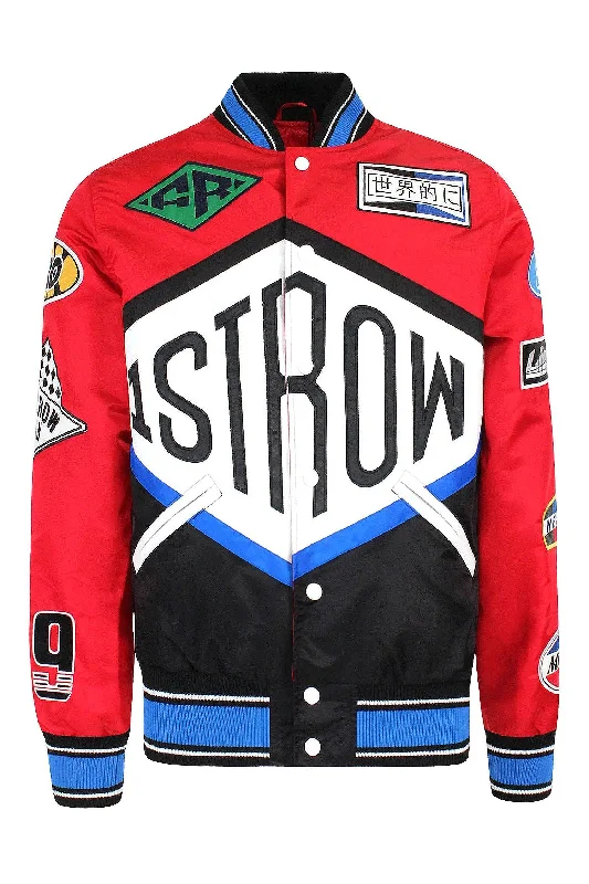 Men's Racing Embroidered Patched Varsity Jacket Stand-Up Collar Roll-Neck Collar Turtle Neck Men's Racing Embroidered Patched Varsity Jacket Stand-Up Collar Roll-Neck Collar Turtle Neck