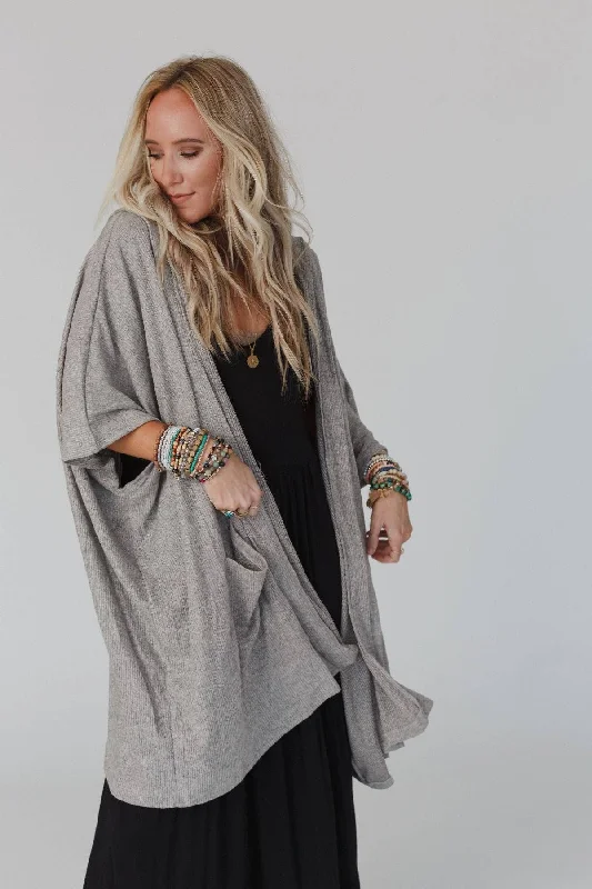 Boho Essential Hooded Ribbed Sweater - Oatmeal Embroidered Appliqued Beaded