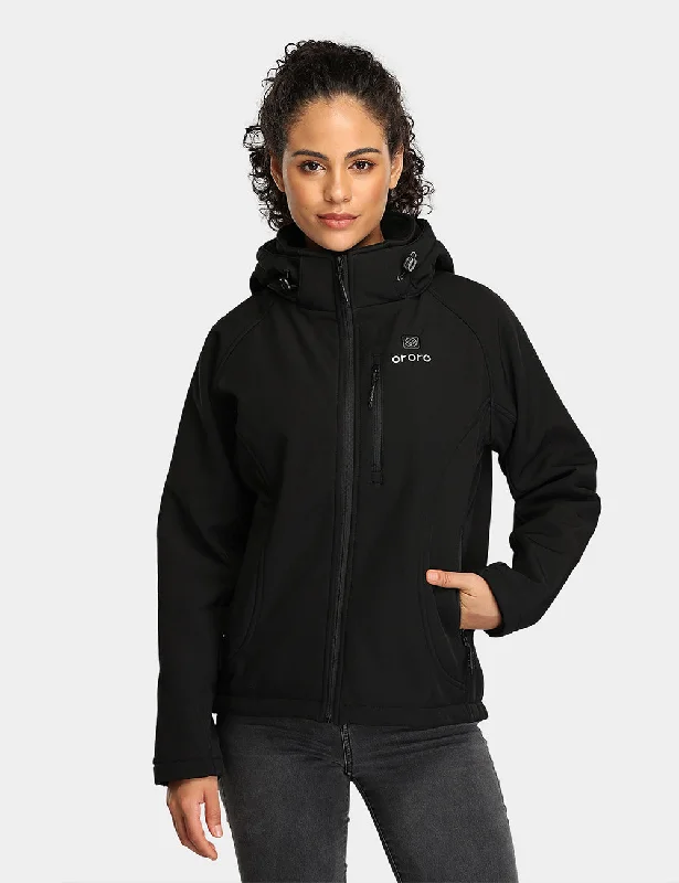 Women's Classic Heated Jacket - Black Hoodie Zip-Up Jacket Button-Up Jacket