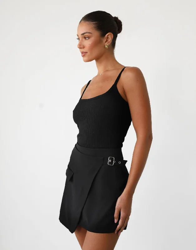 Kamala Mini Skirt (Black) linen skirt breathable