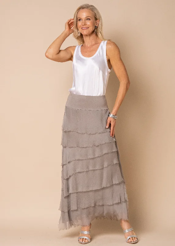 Fifi Silk Skirt in Mocha cashmere skirt soft