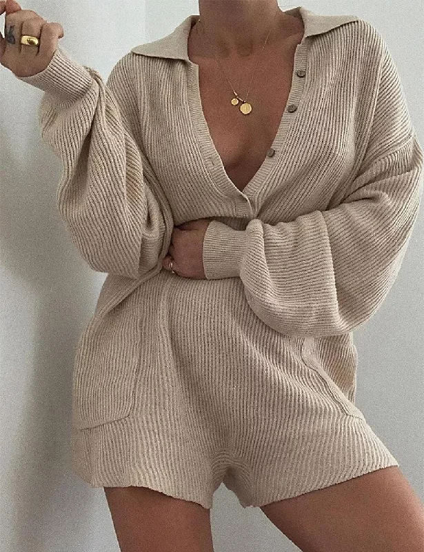 Ladies Solid Color Long Sleeves Sweater Romper SKJ516 Terry Terry Cloth Terry Knit