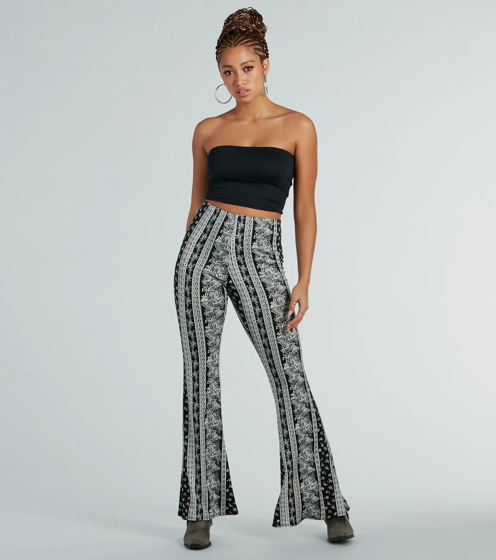 Free Spirit Chick High-Rise Boho Flare Pants Fashionable Sporty Pants