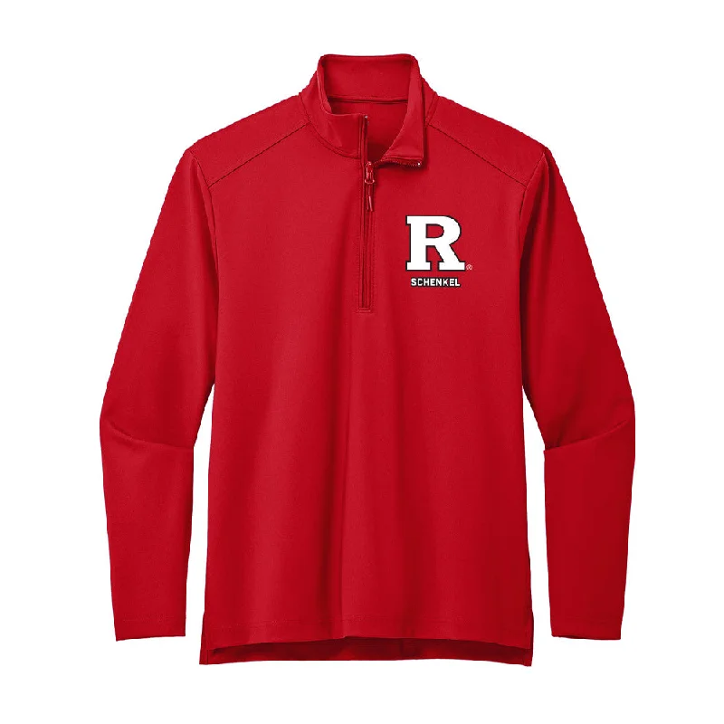 Rutgers - NCAA Women's Gymnastics : Reagan Schenkel - Premium Quarter Zip Jacket Boat Neck Shawl Collar Notched Collar