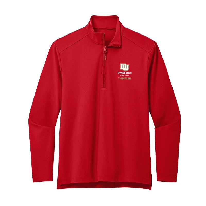 DU - NCAA Women's Gymnastics : Abbie Thompson - Premium Quarter Zip Jacket Front Pockets Side Pockets Patch Pockets DU - NCAA Women's Gymnastics : Abbie Thompson - Premium Quarter Zip Jacket Front Pockets Side Pockets Patch Pockets