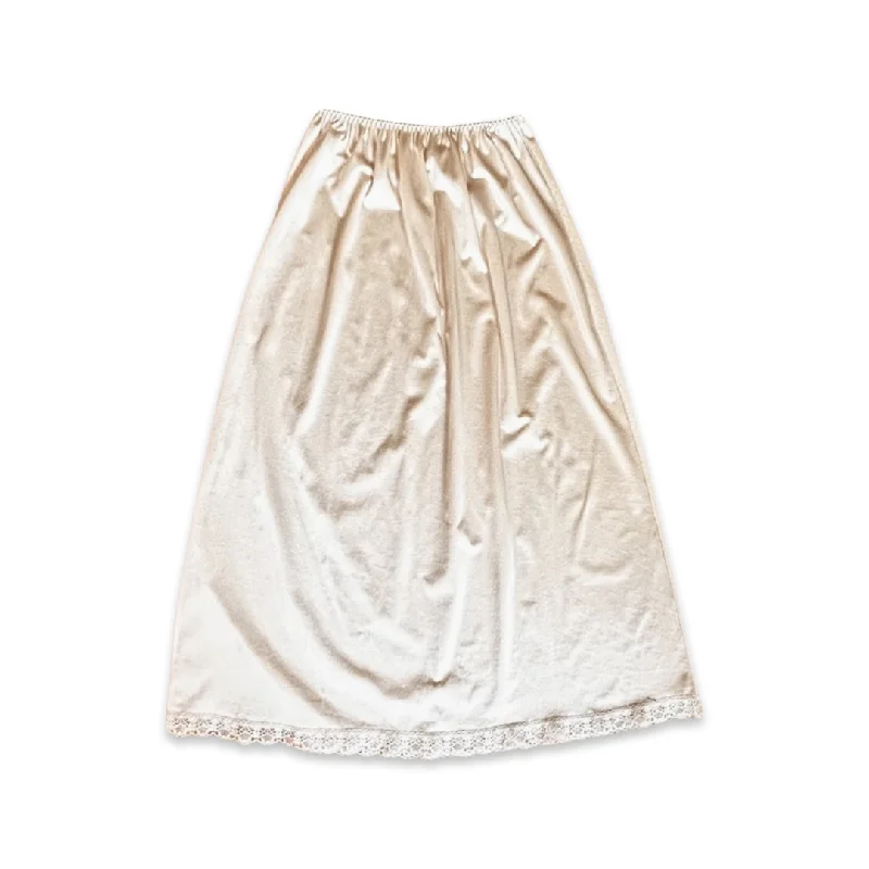 Vintage Cream Midi Slip Skirt elastic waist skirt