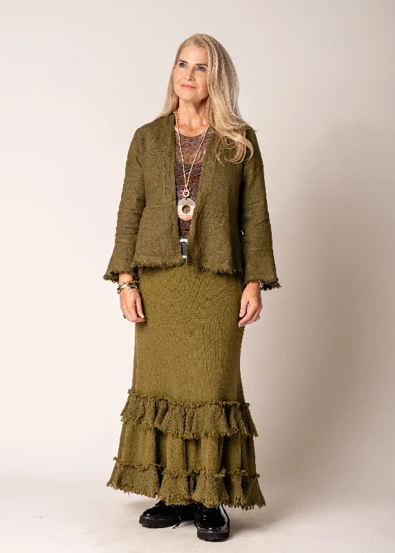 Dayma Skirt in Green Olive wool skirt warm