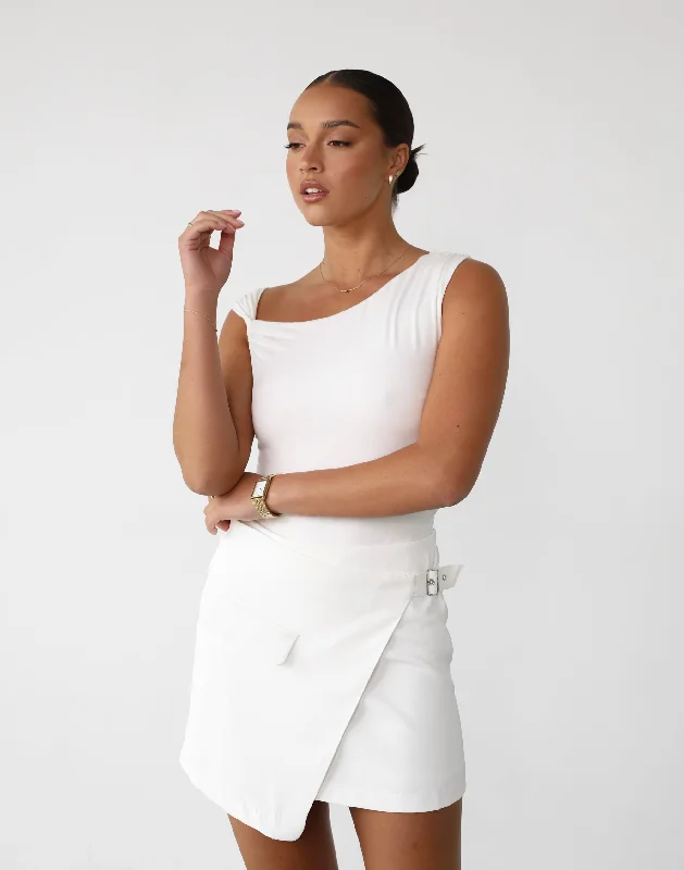 Kamala Mini Skirt (White) cashmere skirt soft