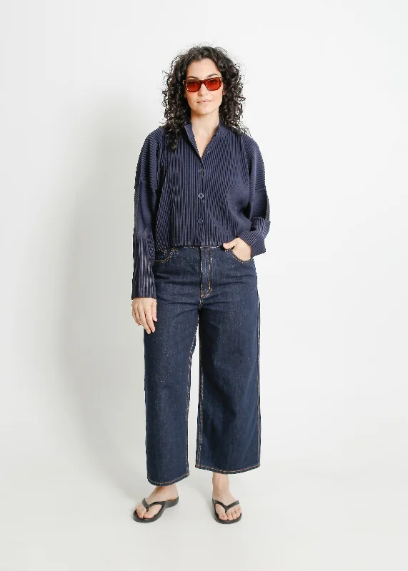 MADDY PLEAT JACKET / NAVY Fitted Jacket Loose Jacket Oversized Jacket