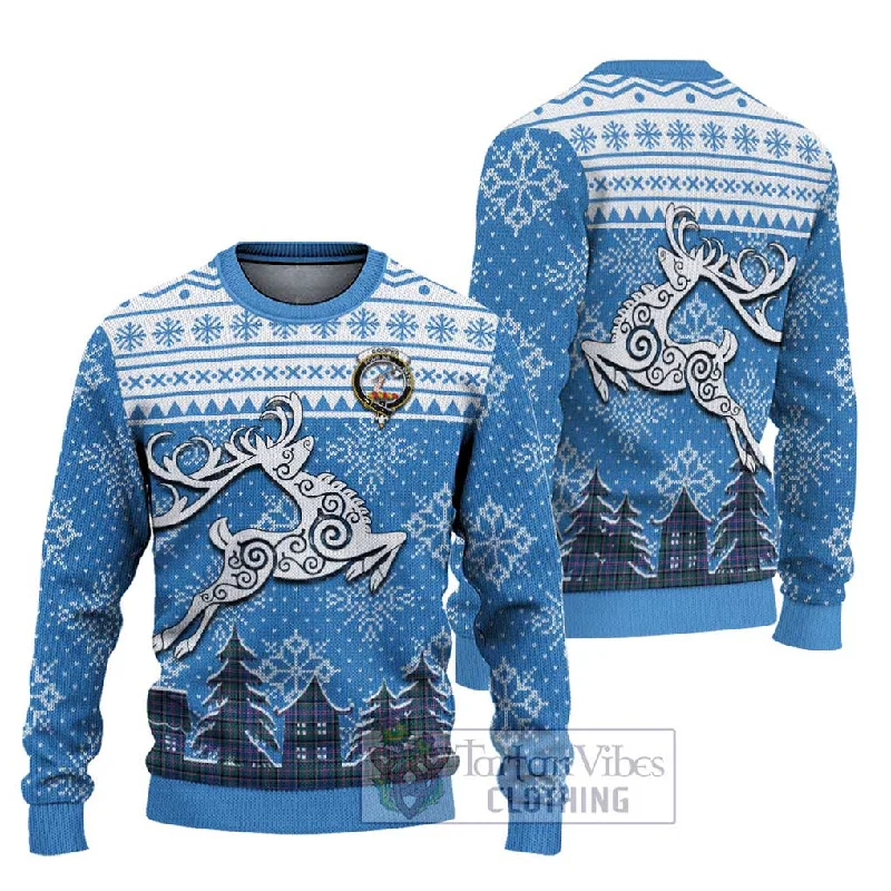 Cooper Clan Christmas Ugly Sweater Celtic Reindeer Style Velvet Chenille Corduroy