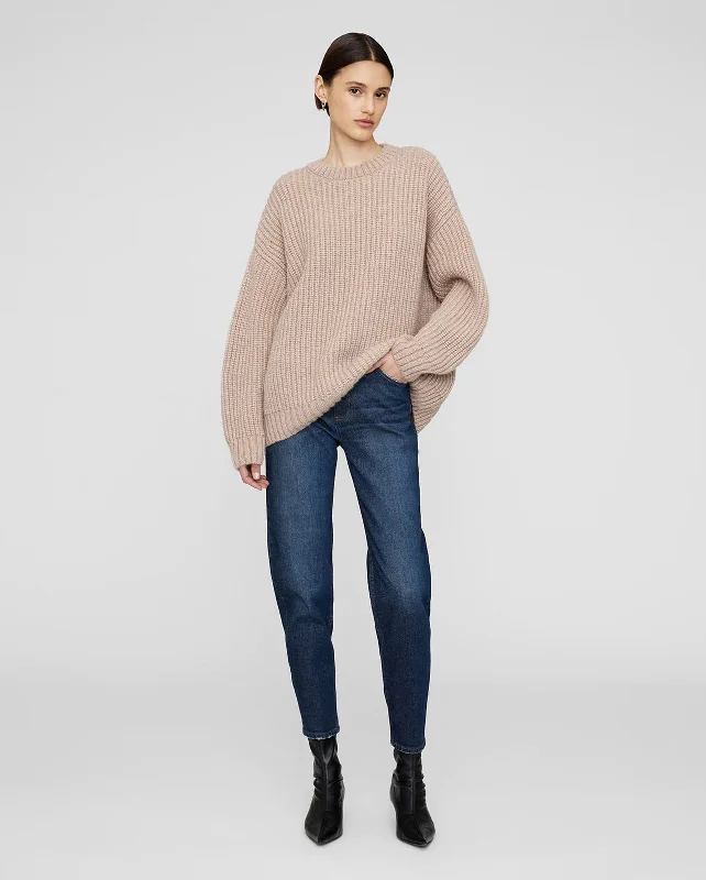 SYDNEY CREW SWEATER / CAMEL Denim Fabric Leather Fabric Suede Fabric