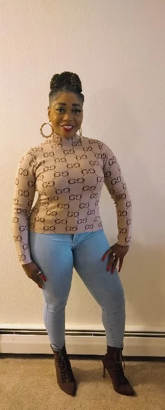 Tan & Brown Gucci GG Sweater Available in sizes L-XL Silk Blend Satin Velvet
