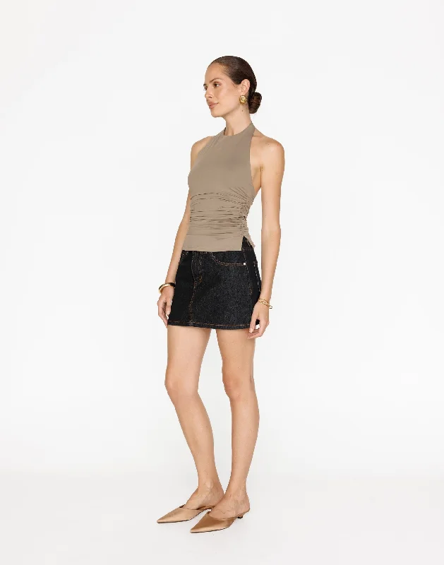 Riri Denim Mini Skirt (Midnight) leather skirt bold