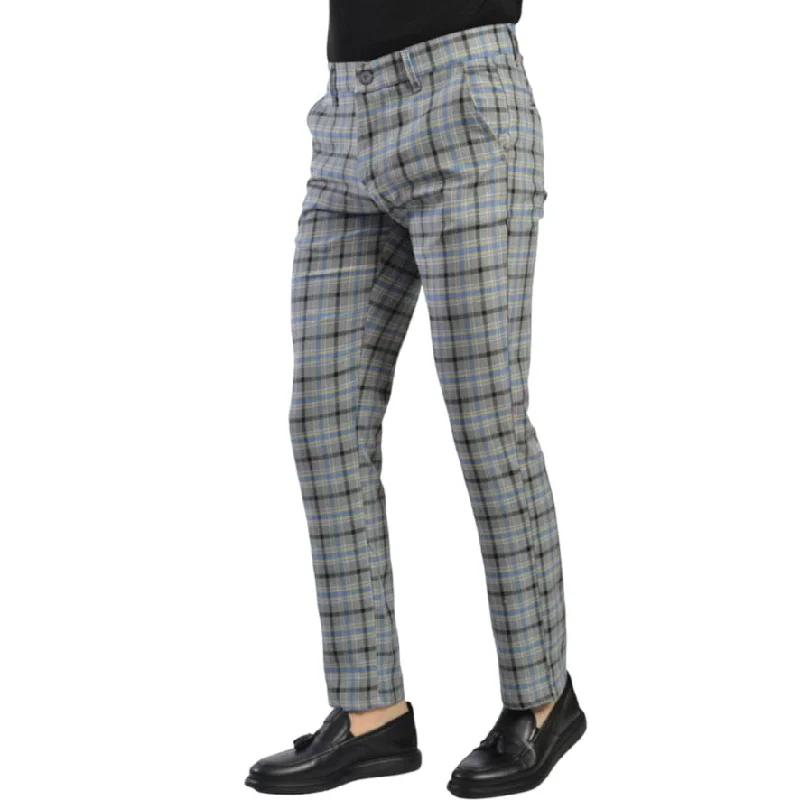DJ PLUS: Plaid Skinny Dress Pants ON69 Comfortable Fleece Pants