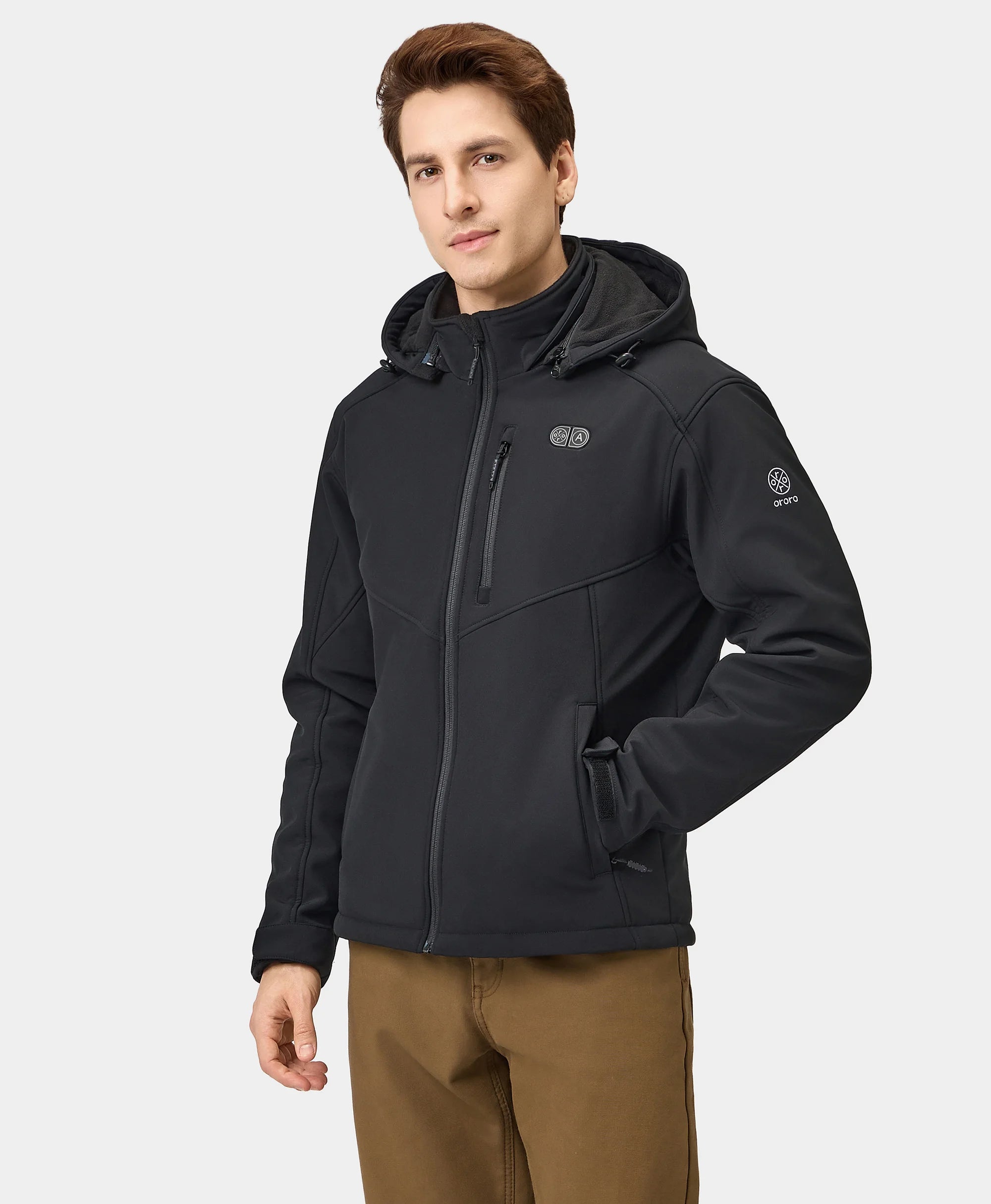 Men's Dual Control Heated Jacket with 5 Heating Zones (Chest Heating) Notch Collar Jacket Peter Pan Collar Jacket Cowl Neck Jacket