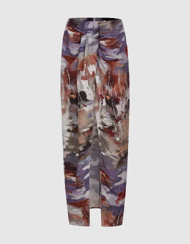 Printed Straight Skirt pleated skirt texture