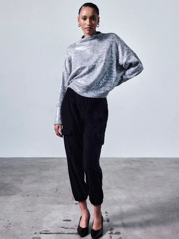 Relaxed Standard Rise Velvet Rebel Pant Black Relaxed Lounge Trousers