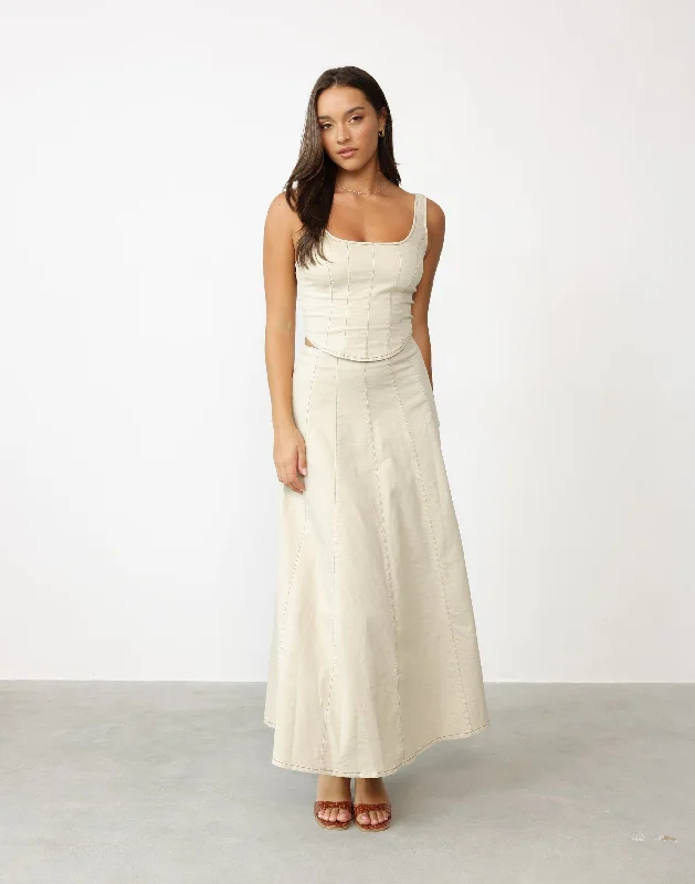 Haylee Maxi Skirt (Oat) silk skirt sleek