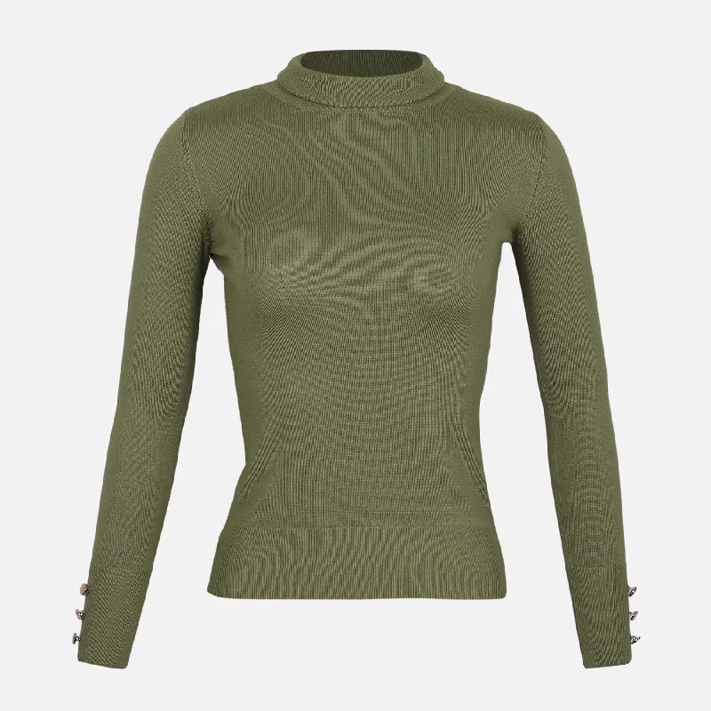 LADIES BASIC SWEATER ROLLNECK Zippered Front Buttoned Front Snap Front