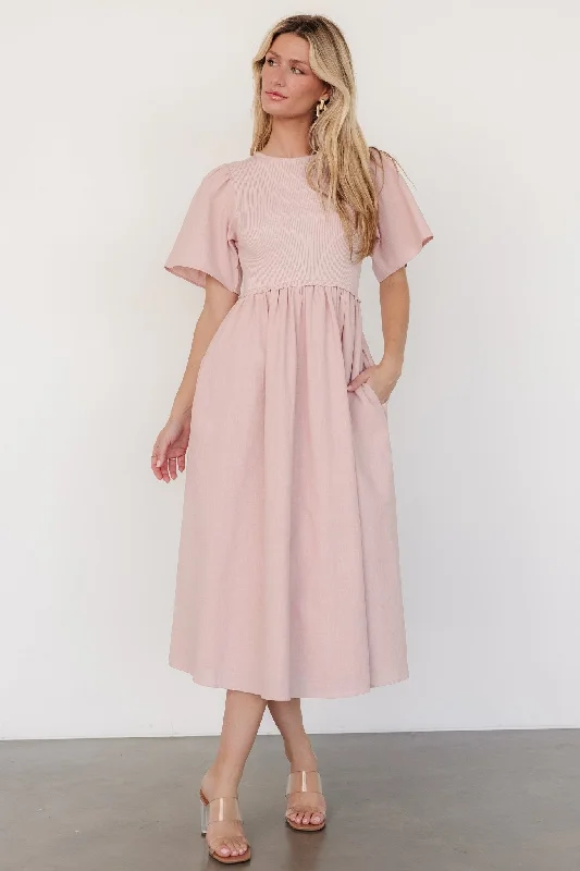 Cici Sweater Dress | Dusty Rose Zippered Front Buttoned Front Snap Front