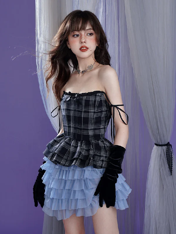 Plaid Suspender Dress with Pants【s0000002846】 Stylish Casual Pants