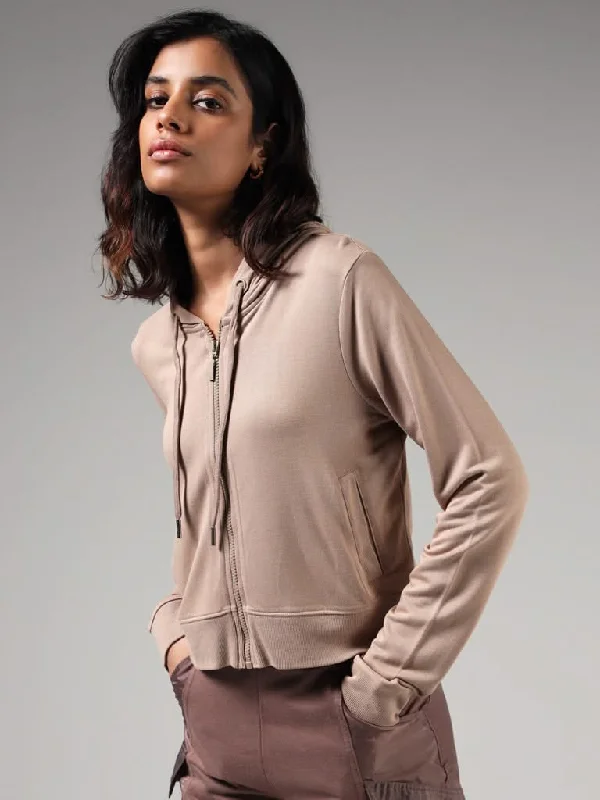 Studiofit Tan Brown Hoodie Jacket Toggled Jacket Drawstring Jacket Belted Jacket