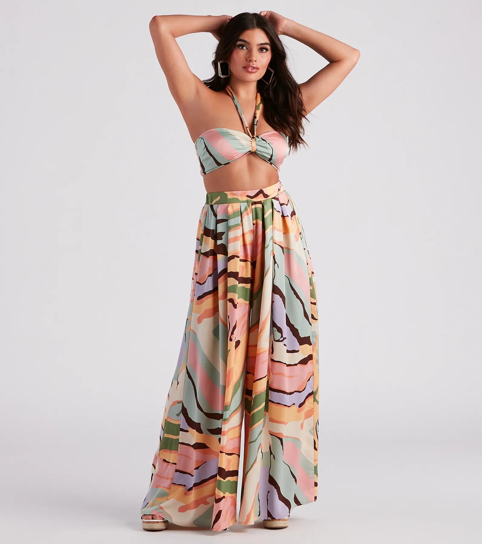 Bring The Heat Printed Wide-Leg Pants High-Waist Yoga Pants