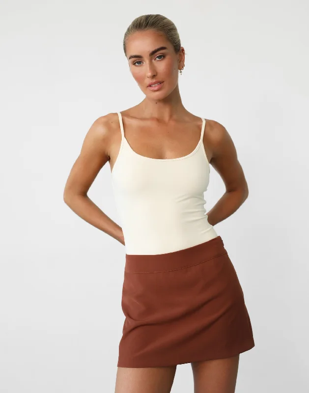 Ashwood Mini Skirt (Clay) ribbed skirt waist