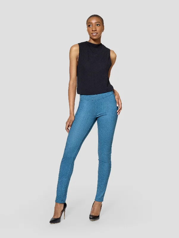 Tall Herringbone /Green Reversible Slim Pant Chic Wool Trousers