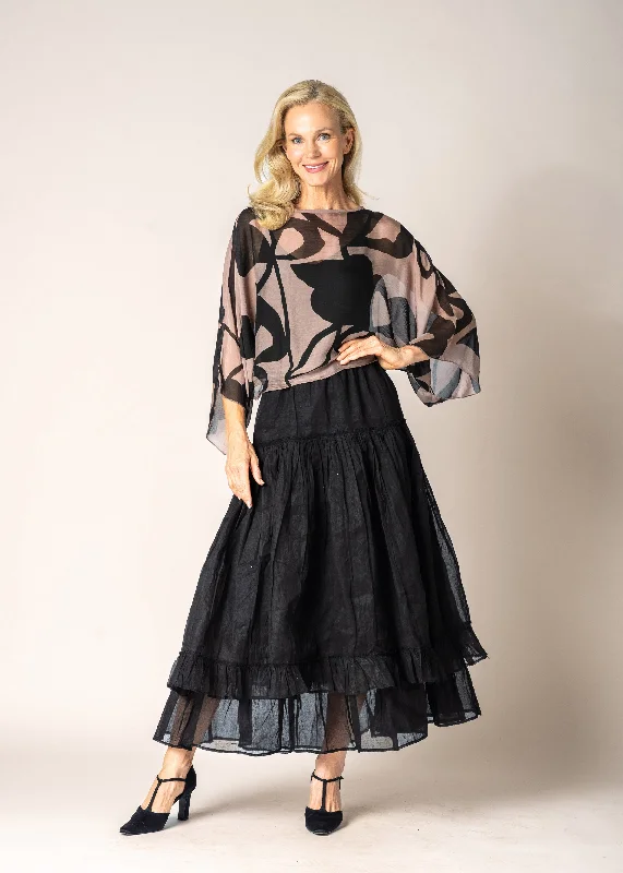 Elowen Organza Skirt in Onyx relaxed fit skirt