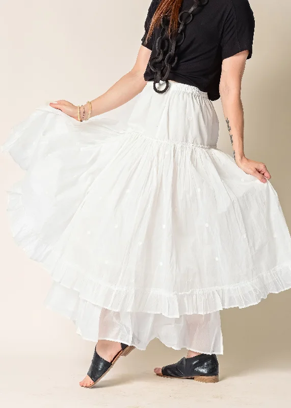 Aurelia Organza Embroidered Skirt in Cream summer skirt style