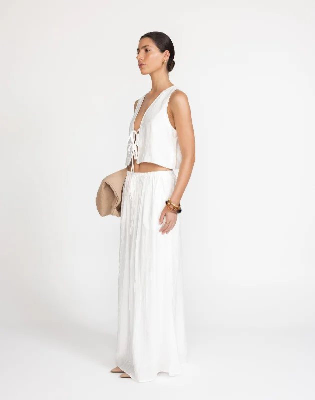 Madi Maxi Skirt (White) velvet skirt luxurious