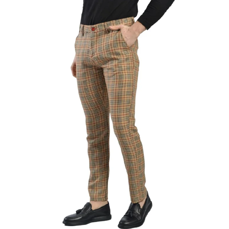 DJ PLUS: Plaid Skinny Dress Pants ON66 Classic Pleated Pants
