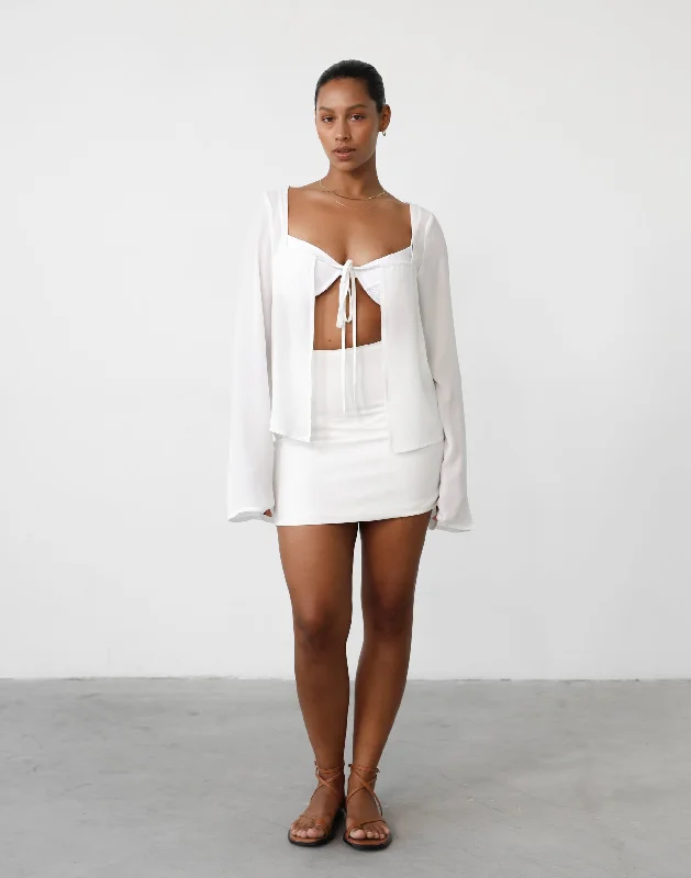 Como Linen Mini Skirt (White) modal blend skirt